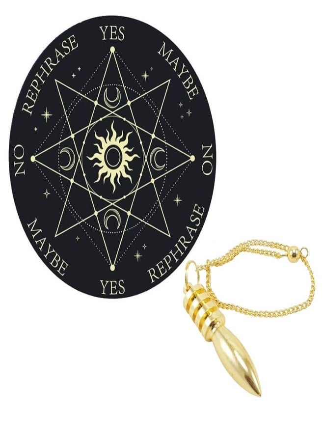 TREE MAISON CORONATING HOMES Vastu Black Sun & Moons Pendulum Board | 9 inch | Metaphysical Message Board for Witchcraft with Brass (Pendulum Assorted) Acrylic Divination - Image 1